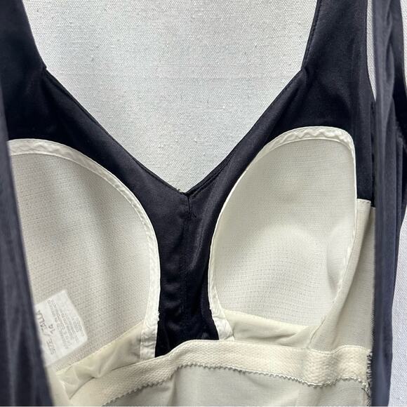 Vintage 70s Maxine of Hollywood black one piece pinup swimsuit dress size 14 - Picture 3 of 15